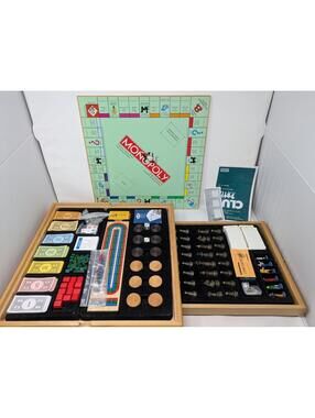 Monopoly 6 in 1 Games Deluxe Wooden Edition- Sorry,Chess,Clue,Checkers, Crib
